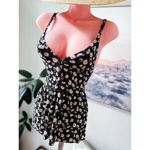 American Eagle Midnight Meadow & Pressed Petals Soft & Sexy Peplum Tunic Tank M